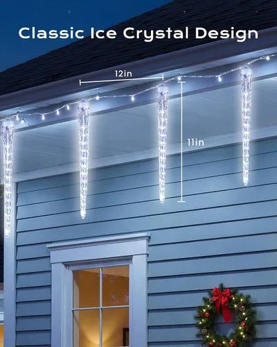 Miniatura 3 de Brightown Luces de Carámbano de Navidad para Exteriores, Luces de Lluvia de Meteoritos de 20 pies con 20 Tubos Grandes con Efecto de Caída de 480