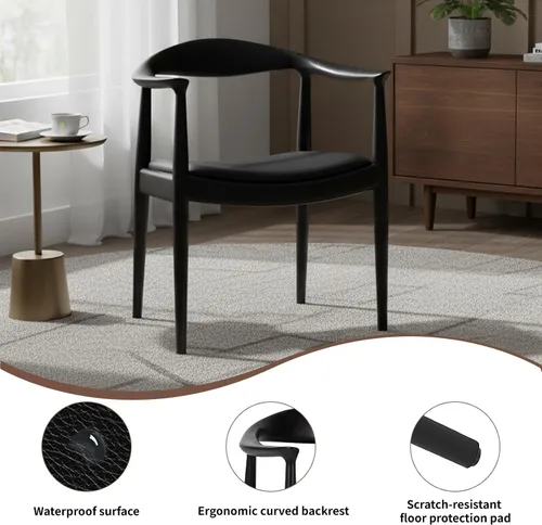 Miniatura 4 de Kennedy - Sillón de comedor moderno de mediados de siglo, silla Kennedy tapizada de poliuretano, sillón de madera de fresno para sala de estar