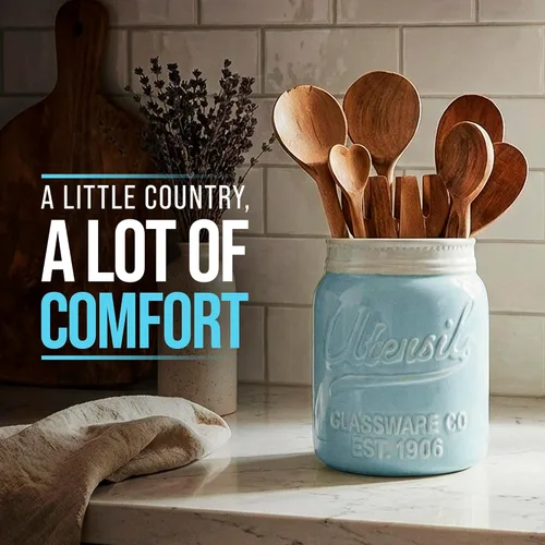 Miniatura 8 de Comfify Tarro de boca ancha para utensilios, organizador decorativo de utensilios de cocina, apto para lavavajillas, organizador de cocina azul Azul
