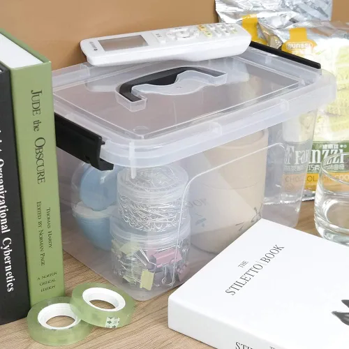 Miniatura 4 de Wekioger Contenedores de almacenamiento versátiles de 6 cuartos de galón con asa y hebillas de cierre seguro, 6 paquetes de caja organizadora