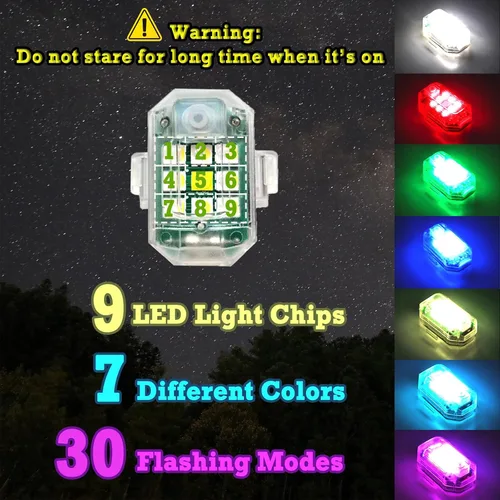 Miniatura 2 de Luces LED estroboscópicas inalámbricas, paquete de 4, luces de advertencia de emergencia RGB, recargable por USB, 7 colores, 30 modos de flash, alto