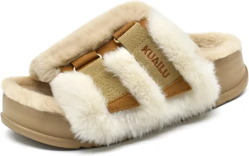 Miniatura 15 de KuaiLu Pantuflas ortopédicas para mujer con soporte de arco, sandalias acolchadas suaves para mujer, sandalias de moda con punta abierta, de piel