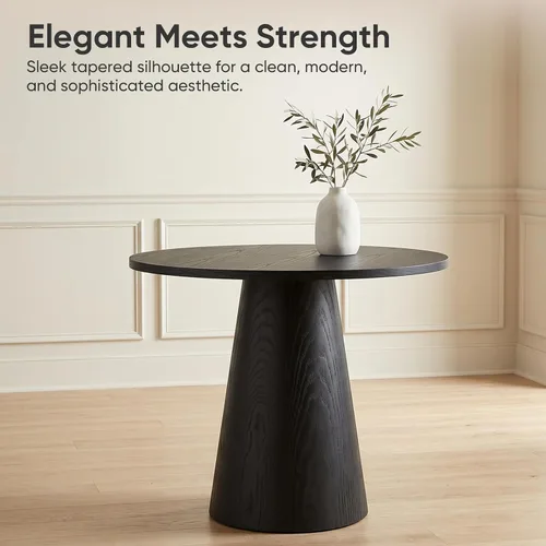 Miniatura 3 de Mesa de comedor redonda de madera para 2-4, moderna mesa de cocina de granja, mesas de comedor circulares pequeñas de 35 pulgadas con pedestal