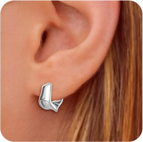 Miniatura 2 de Aretes de aro gruesos de oro para mujer, chapados en oro de 14 quilates y plata, aretes geométricos, aretes colgantes de nudo de moda