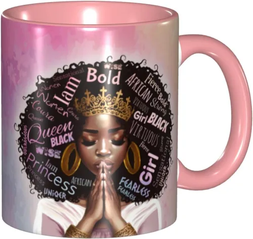Miniatura 30 de Taza de café, taza de té para mujeres y niñas, taza de diseño único, perfecta para regalos, mujeres afroamericanas afro