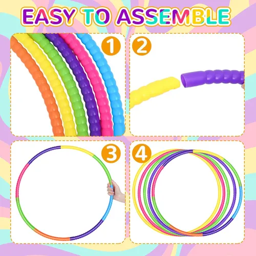 Miniatura 4 de Sratte 6 piezas de aros de ejercicio desmontables ajustables, aros de plástico que se unen con clic, anillo de juguete, color, juguetes de patio
