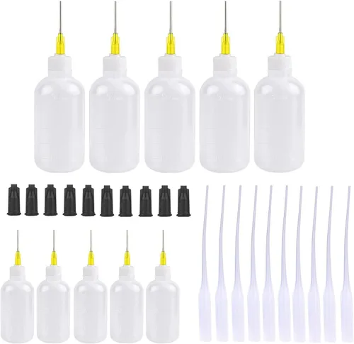 Miniatura 12 de Juego de jeringas aplicadoras dispensadoras, 5 jeringas dispensadoras de 10 ml con agujas dispensadoras y tapas para manualidades de quilling