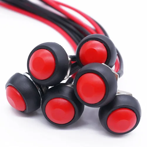 Miniatura 16 de Twidec/6 piezas de interruptores de botón momentáneo SPST AC250V/3A AC125V/6A mini apagado(encendido) en negro + rojo con cables presoldados Negro