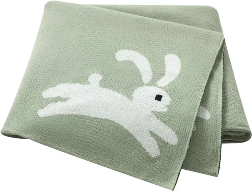 Miniatura 11 de Hadetoto Mantas de bebé para niños y niñas, mantas de algodón de punto para recién nacidos, manta de recepción de ganchillo neutro, esenciales