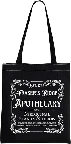 Miniatura 8 de GJTIM Libro de regalo inspirado en programas de televisión Mercancía Fraser's Ridge Apothecary Est. 1767 Bolsa de mano para los fanáticos de Jamie