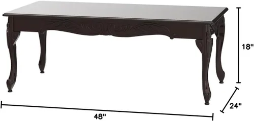 Miniatura 2 de Roundhill Furniture - Mesa de café de madera con detalles ornamentados tradicionales, color cereza oscuro
