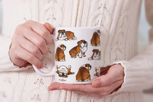 Miniatura 6 de MUGBREW English Bulldog - Taza de café de cerámica con posturas divertidas y juguetonas, 11 onzas Bulldog Inglés Posturas divertidas y juguetonas
