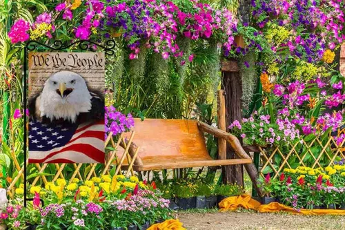 Miniatura 3 de AOYEGO Bandera de la Constitución de América para jardín, 12.5 x 18 pulgadas, poliéster de doble cara con texto en inglés "We the People" con águila