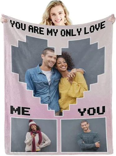 Miniatura 15 de Abybela Manta personalizada con texto fotográfico para regalos de parejas, manta personalizada con imagen, regalos para novio, novia, esposa, Foto-3