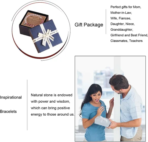 Miniatura 6 de Qupzsen Pulseras de piedra natural, regalos inspiradores para mujeres, regalos de recuperación pronto, regalos de piedra de cristal de 0.315 in