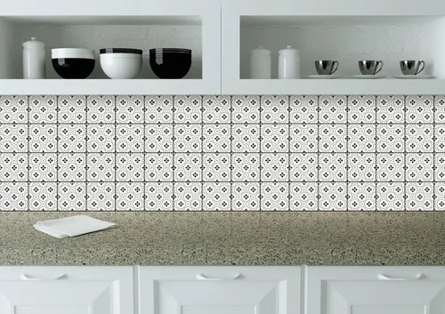 Miniatura 5 de Mi Alma calcomanías para azulejos en blanco y negro para despegar y pegar calcomanías de azulejos, 24 unidades, para azulejos de baño y cocina