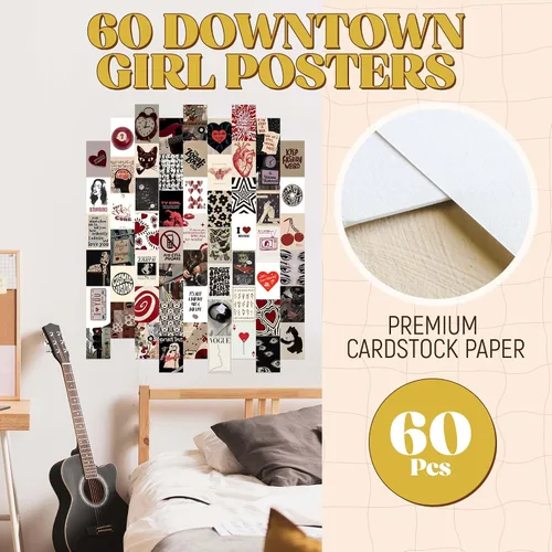Miniatura 2 de 60 piezas de decoración para habitación de chica urbana, carteles grunge Coquette y2k de los 2000, arte de pared de música retro para dormitorio