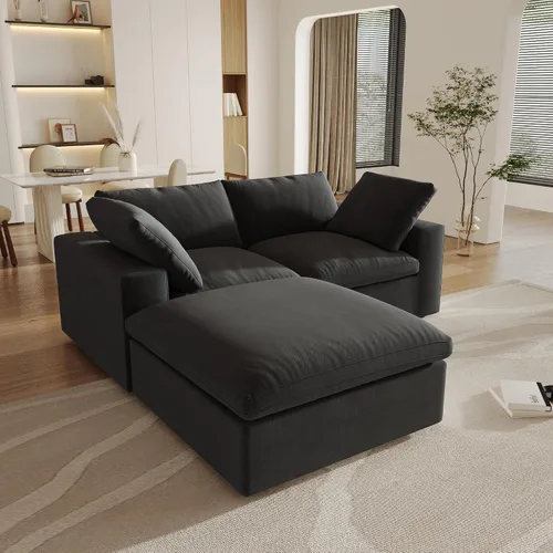 Miniatura 3 de Cloud - Sofá modular convertible de 80.3 pulgadas en forma de L para sala de estar con otomana de almacenamiento, sofás profundos minimalistas