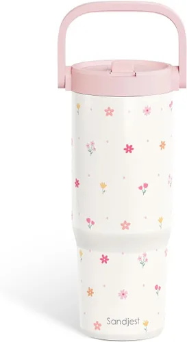 Miniatura 30 de SANDJEST Besties - Vaso de acero inoxidable con tapa para pajita de 30 onzas con asa de transporte para mujeres, niñas, mejores amigas, taza de café