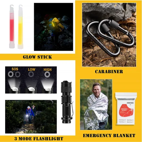 Miniatura 8 de Kit de primeros auxilios de supervivencia, 99 piezas, equipo de supervivencia profesional, mochila grande de senderismo con equipo de emergencia