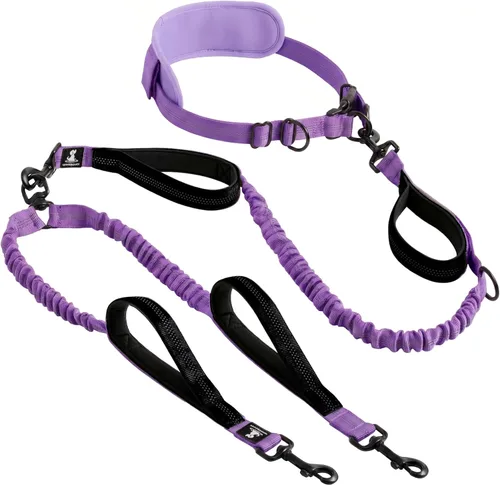 Miniatura 24 de SparklyPets Double Bungee Waist 2 Dog Leash with Back Brace – Dual Dog Leash for Medium/Large Breeds – Running Belt Fanny Pack with Phone, Waste