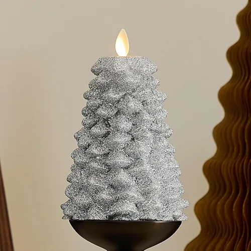 Miniatura 13 de Luminara Vela LED sin llama con rica purpurina dorada North Tree Pilar de Llama en Movimiento (3.3" x 4.3")
