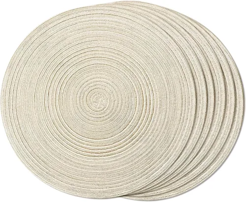 Miniatura 43 de FunWheat Juego de 4 manteles individuales redondos trenzados para mesas de comedor, manteles tejidos resistentes al calor, 15 pulgadas