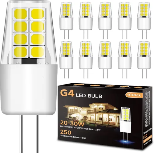 Miniatura 8 de TJOY Bombilla LED G4, Bombillas de Luz de Paisaje de 12V, Repuesto de Bombilla Halógena T3 G4 de 20W-30W, Blanco Cálido 3000K, 2.5W 250LM G4 Base