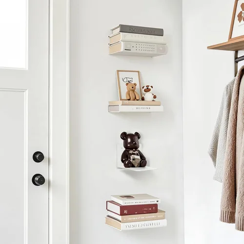 Miniatura 9 de STORAGE MANIAC Estantes flotantes para colgar en la pared, estantes flotantes invisibles de acero resistente, estantes colgantes para dormitorio