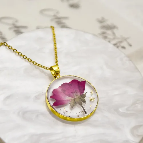 Miniatura 17 de Pressed Flower Necklace Gift for Women Personalized Handmade Necklaces Birth Flower Necklace