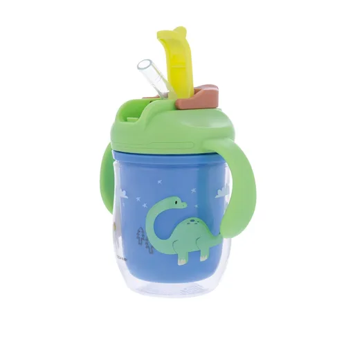 Miniatura 2 de Nuby Vaso aislado 2 en 1 para niños pequeños con popote con peso de 360° y boquilla dura, 7 onzas, resistente a fugas con asas de fácil agarre, más