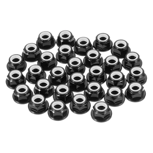 Miniatura 33 de MECCANIXITY 30 piezas de tuercas de bloqueo de aleación de aluminio M5 con paso de 0.8 mm, tuercas hexagonales con brida de nylon con rosca dentada