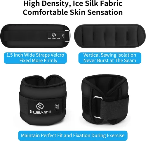 Miniatura 3 de ELEAMY Pesas de tobillo para mujeres y hombres, pares de 0.5 libras, 1 libra, 2 libras, 3 libras, para caminar, correr, yoga, fitness, tela de seda