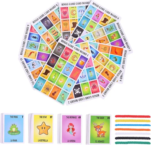 Miniatura 3 de Kit de juego de bingo mexicano,Juego bilingüe para 10 jugadores,Baraja española de cartas de Puerto Rico,Juegos de mesa en español