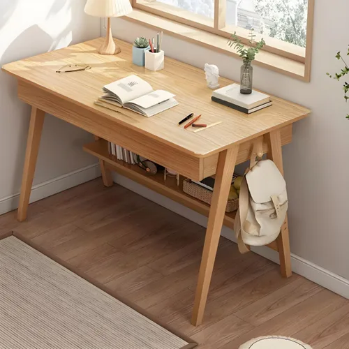 Miniatura 7 de Escritorio escandinavo de estudio de oficina, escritorio contemporáneo para computadora, escritorio de trabajo con base de madera de nogal, nogal