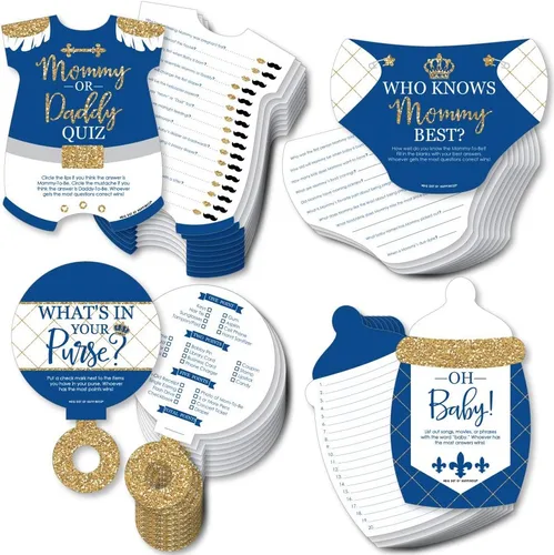 Miniatura 11 de Big Dot of Happiness Baby Boy - 4 juegos azules para baby shower - 10 cartas cada uno - Quién sabe mejor a mami, cuestionario de mamá o papá, qué