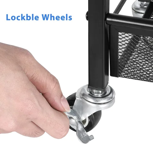 Miniatura 4 de MOOACE Carrito de almacenamiento delgado, estantería de cocina rodante de 4 niveles sobre ruedas, carrito estrecho móvil con mesa de madera