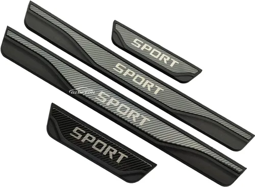 Protector de rasguños para umbral de puerta de automóvil, compatible con accesorios Volvo XC40 XC60 XC90, placa de entrada de puerta de acero Carbon
