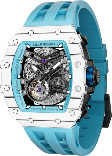 Miniatura 18 de TSAR BOMBA Relojes automáticos para hombre, 164.0 ft, impermeable, reloj mecánico japonés, reloj mecánico para hombre, movimiento Tonneau, caja