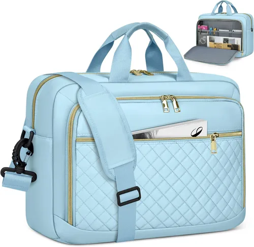 Miniatura 18 de NEWHEY Bolsa para laptop de 17.3 pulgadas, maletín para computadora portátil para mujeres y hombres, bolsa de hombro impermeable, bolsa de mensajero