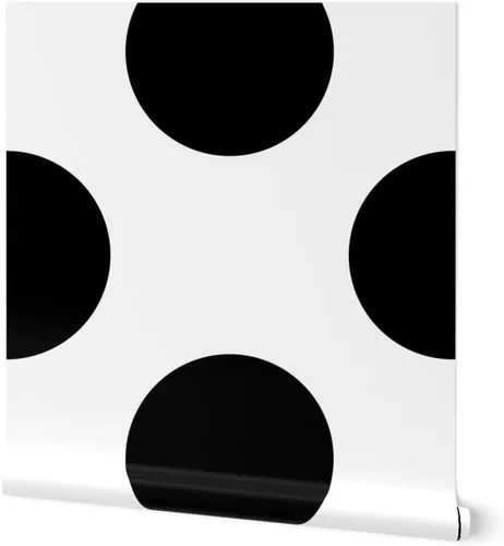 Papel tapiz para despegar y pegar, diseño de lunares, círculos negros y blancos, moderno, geométrico, extraíble, por Spoonflower