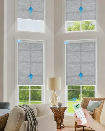 Miniatura 20 de Tokblind Persianas enrollables motorizadas de filtrado de luz con control remoto, persianas inteligentes para ventanas compatibles con Alexa Google