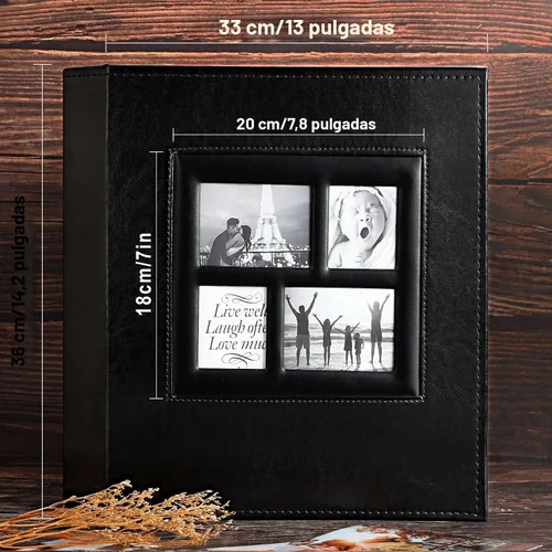 Miniatura 5 de Ywlake - Álbum de fotos de 4 x 6 pulgadas con 500 bolsillos, capacidad extragrande, para fotos familiares o de boda, capacidad para 500 fotos Negro