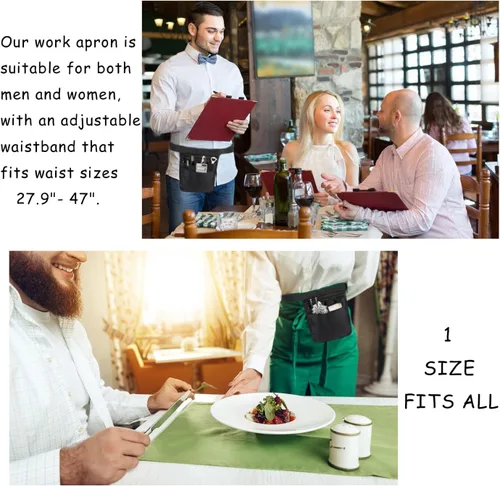 Miniatura 5 de Delantal de servidor, bolsa de accesorios de mesera para restaurante, paquete de cintura de utilidad para restaurantes, jardinería, enfermería