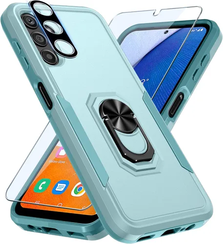 Miniatura 23 de Janmitta Funda compatible con Samsung Galaxy A14 5G con protector de pantalla + protector de lente de cámara, funda resistente de servicio pesado