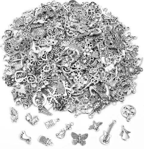 Miniatura 13 de SANNIX 350 piezas al por mayor de lote de joyería para hacer abalorios surtidos colgantes para bricolaje, collar, pulsera, pendientes, suministros