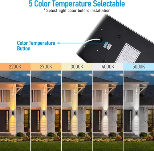 Miniatura 2 de LEONLITE Lámpara de pared LED regulable 5CCT arriba-abajo, 100-277V, CRI 90+, IP65 impermeable, regulable del 10% al 100% para exteriores