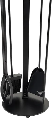 Miniatura 4 de Modern Ember Knoll - Juego de herramientas para chimenea en color negro, incluye cepillo, pala, póker de fuego, pinzas y soporte, construcción