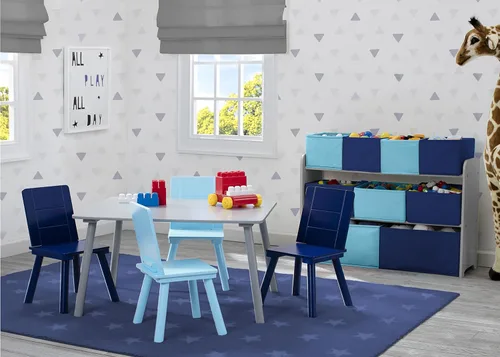 Miniatura 7 de Delta Children Conjunto de mesa y sillas para niños (4 sillas incluidas), gris/azul