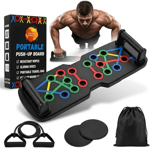 Tabla de levantamiento 21 en 1, equipo de entrenamiento en casa para hombres y mujeres, barra de empuje multifuncional con asas, bandas de